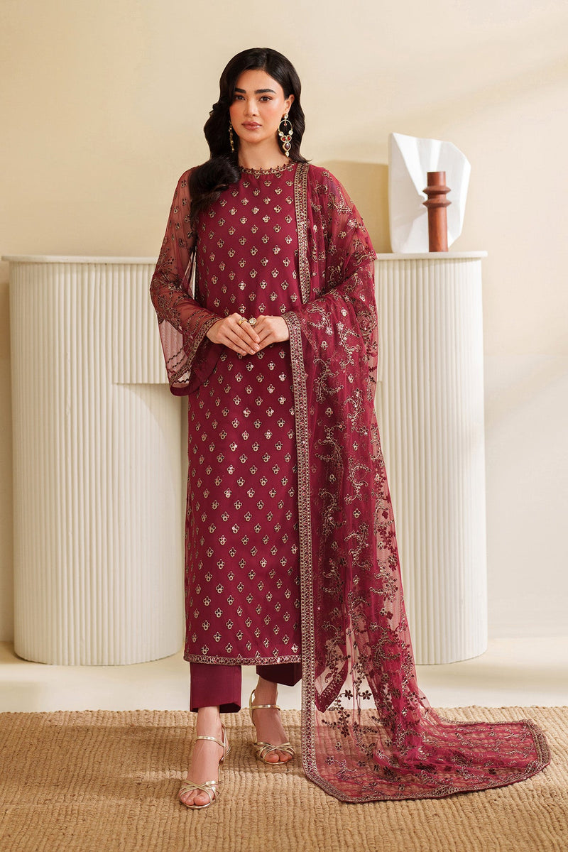 Zarif Roohi Sequins Embroidered Net Unstitched 3Pc Suit ZRF-RFE-03 Afrah