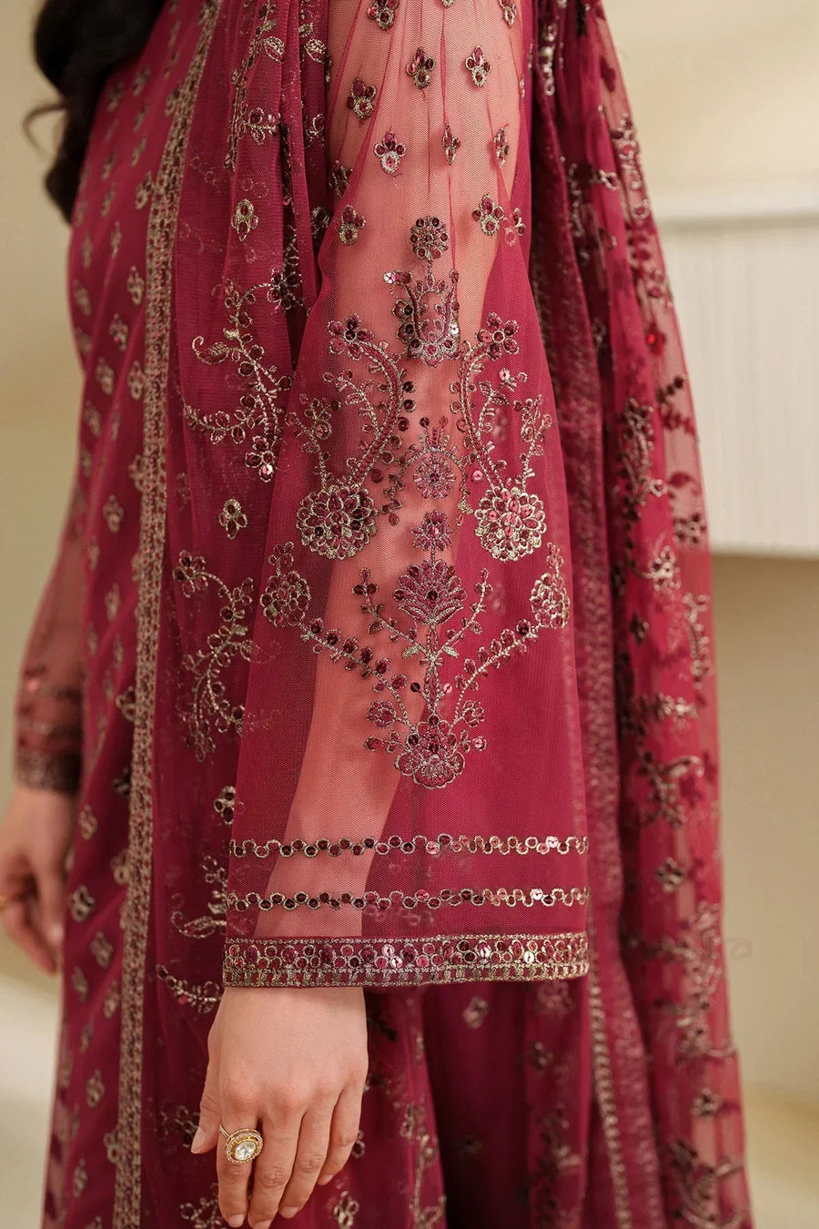 Zarif Roohi Sequins Embroidered Net Unstitched 3Pc Suit ZRF-RFE-03 Afrah