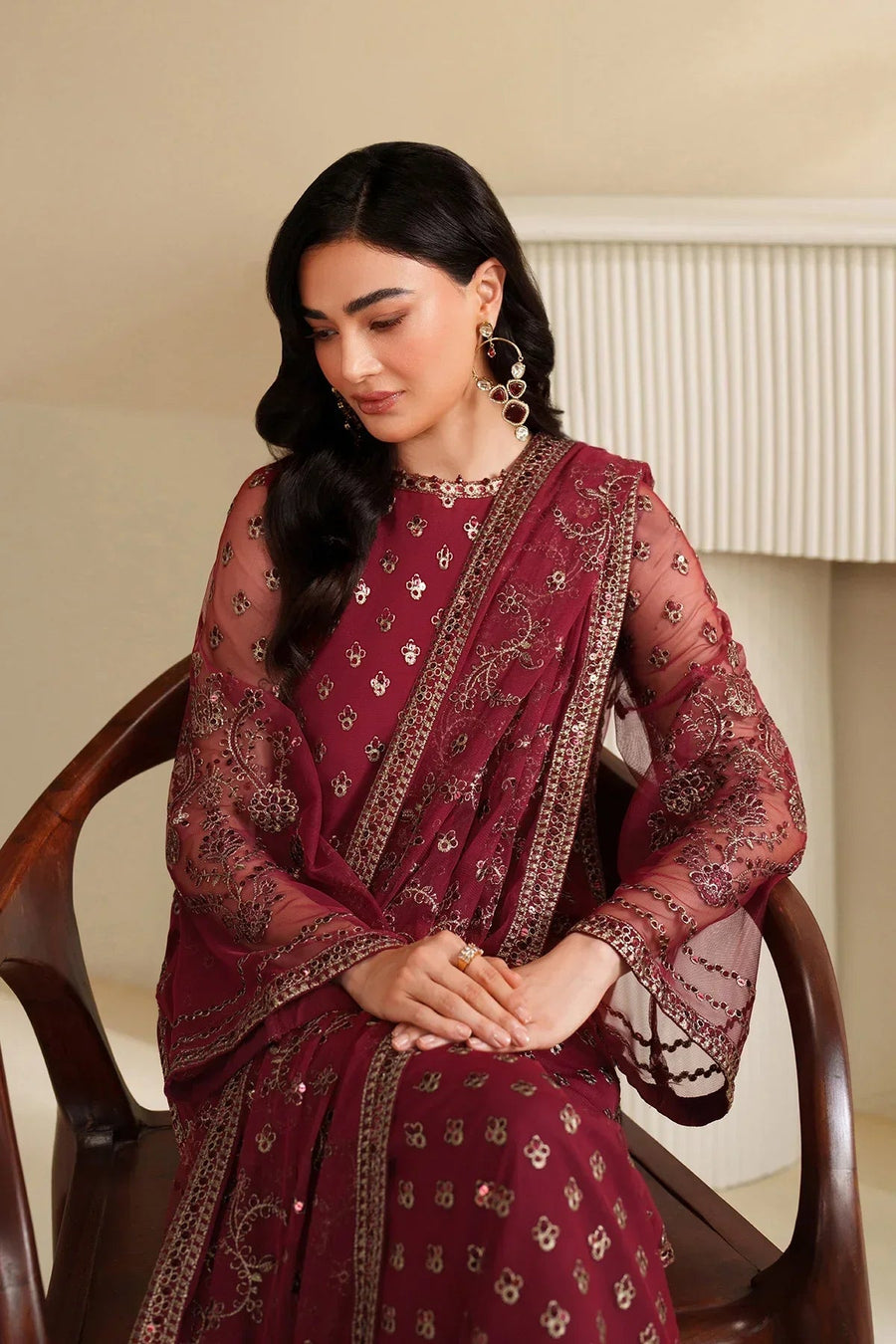 Zarif Roohi Sequins Embroidered Net Unstitched 3Pc Suit ZRF-RFE-03 Afrah