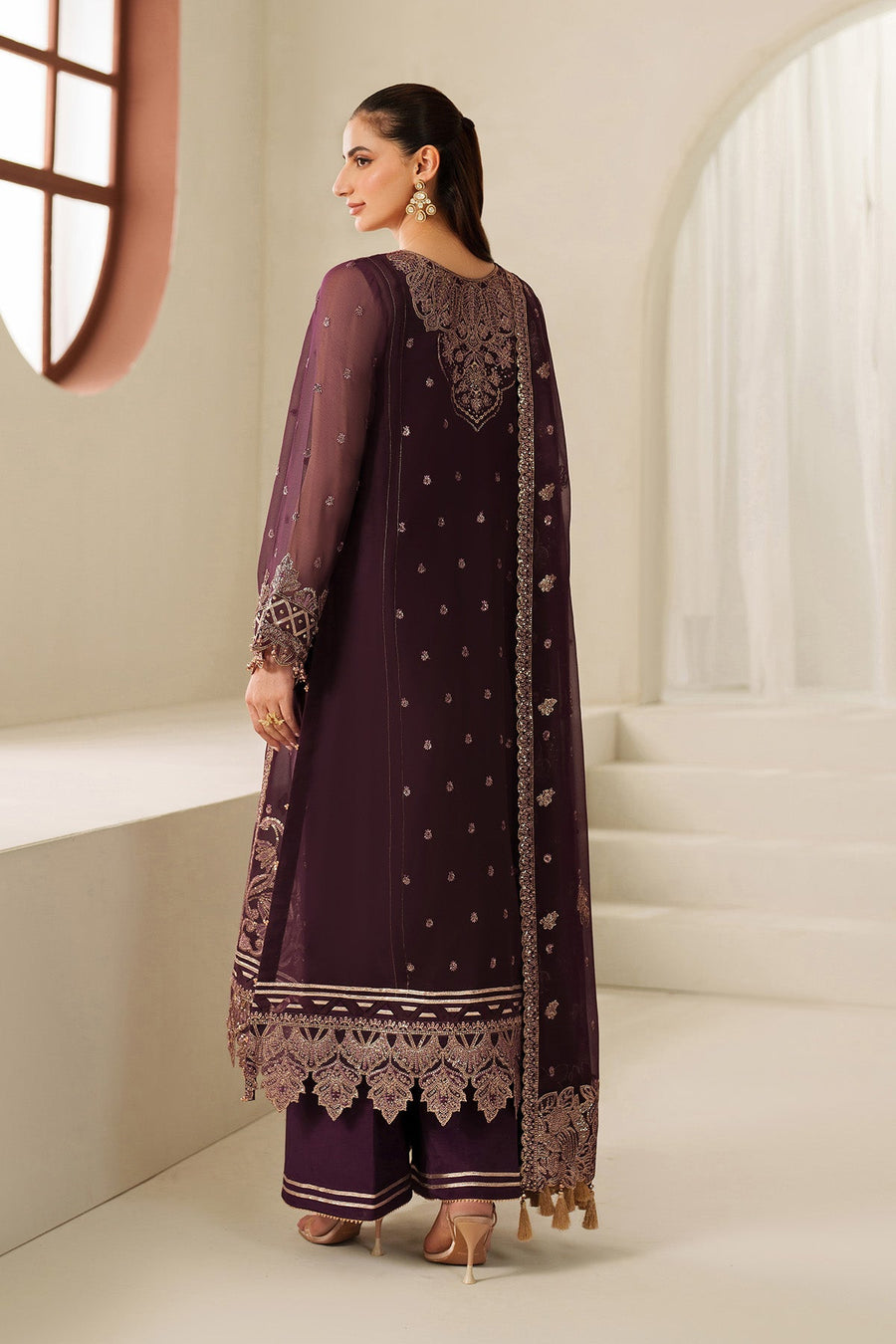 Alizeh Reena Embroidered Chiffon Unstitched 3Pc Suit AF-HM-4053-Tehwar