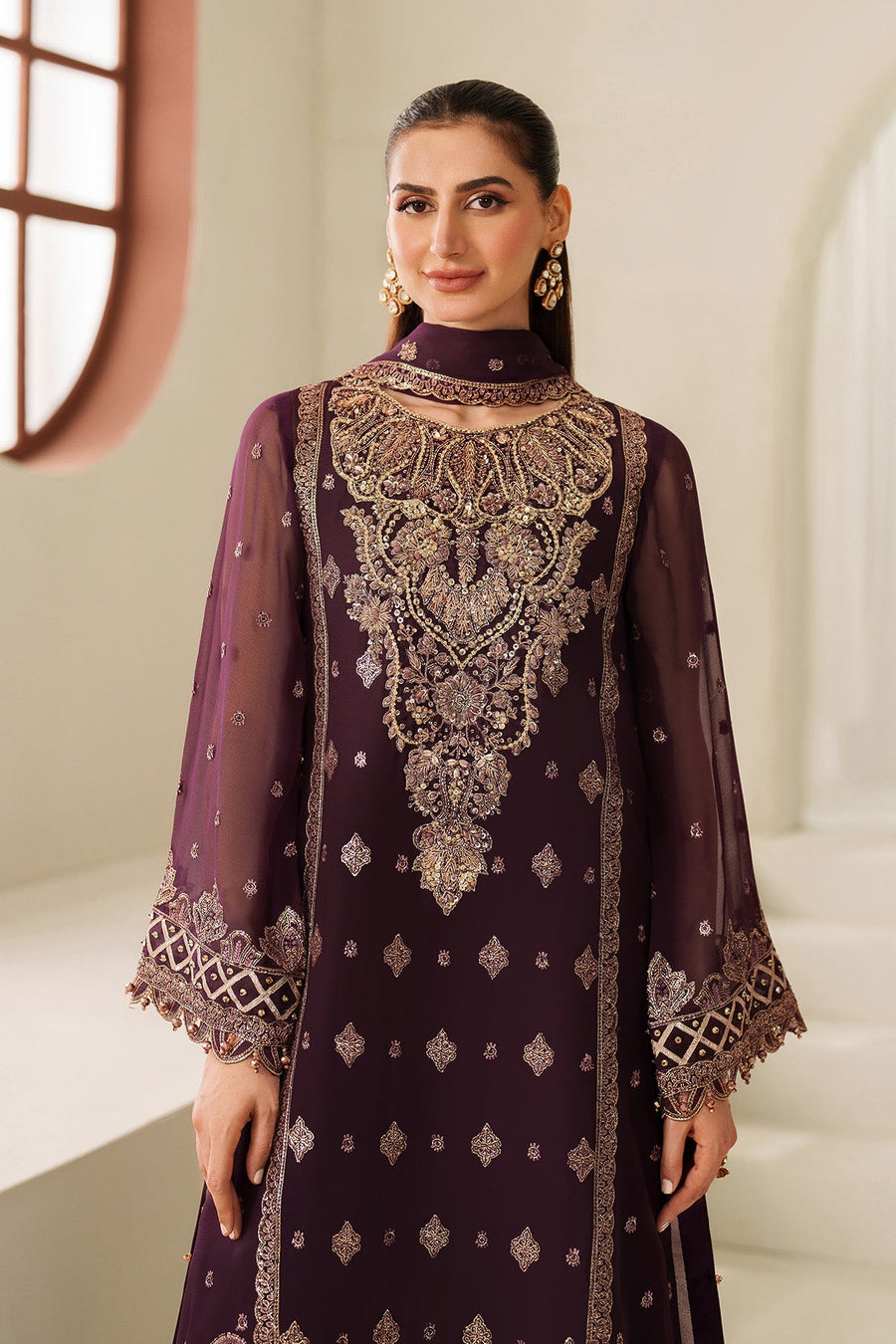 Alizeh Reena Embroidered Chiffon Unstitched 3Pc Suit AF-HM-4053-Tehwar