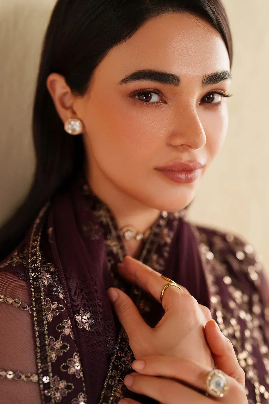 Zarif Roohi Sequins Embroidered Net Unstitched 3Pc Suit ZRF-RFE-01 Saneh