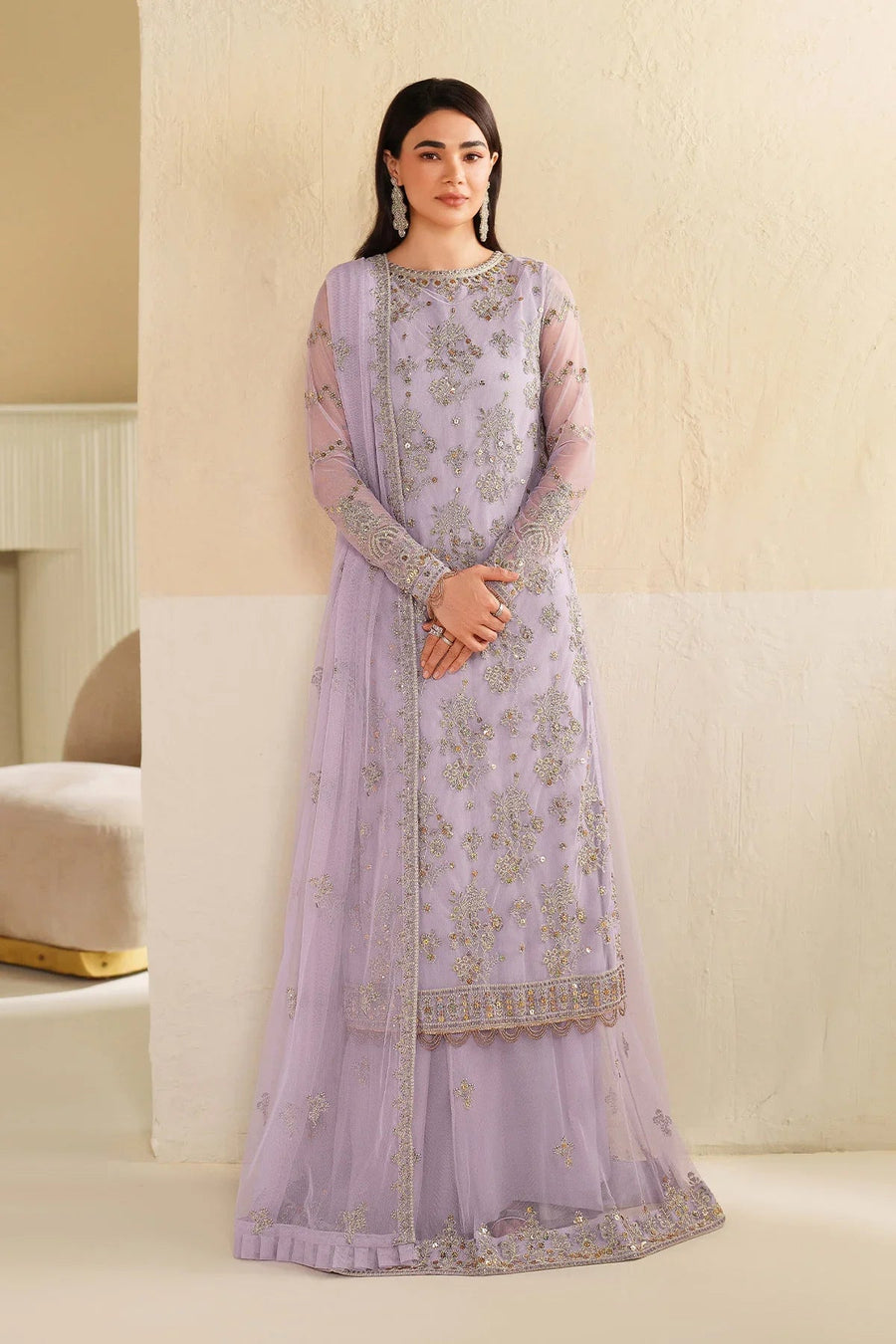 Zarif Roohi Sequins Embroidered Net Unstitched 3Pc Suit ZRF-RFE-04 Sirha