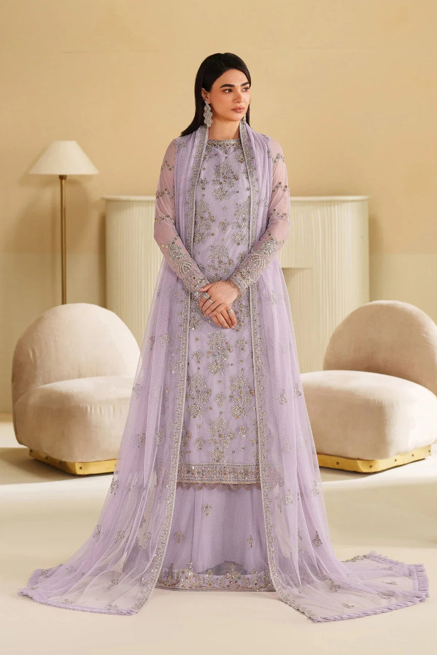 Zarif Roohi Sequins Embroidered Net Unstitched 3Pc Suit ZRF-RFE-04 Sirha