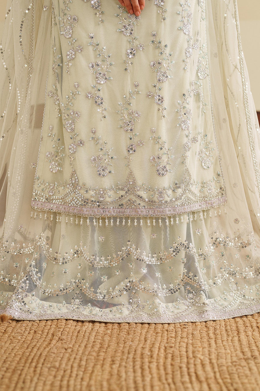 Zarif Roohi Sequins Embroidered Net Unstitched 3Pc Suit ZRF-RFE-02 Leemah