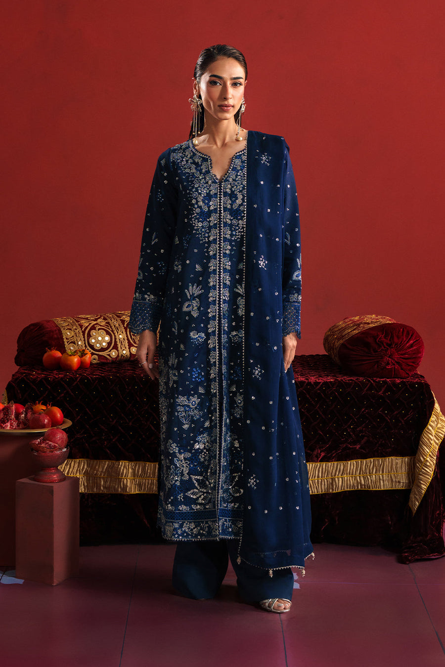 Neeshay Shagun Embroidered Raw Silk Unstitched 3Pc Suit - FALAQ