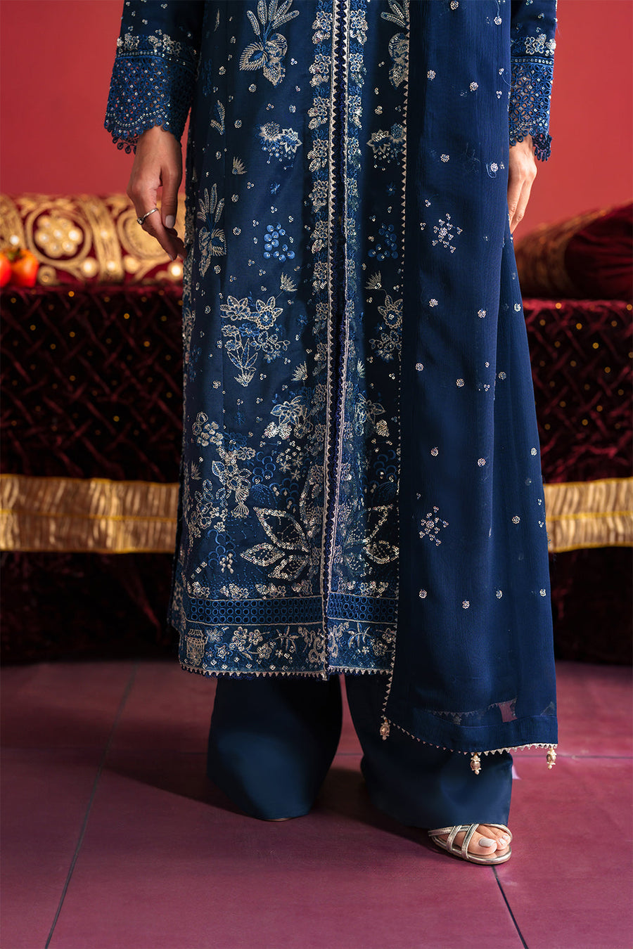 Neeshay Shagun Embroidered Raw Silk Unstitched 3Pc Suit - FALAQ