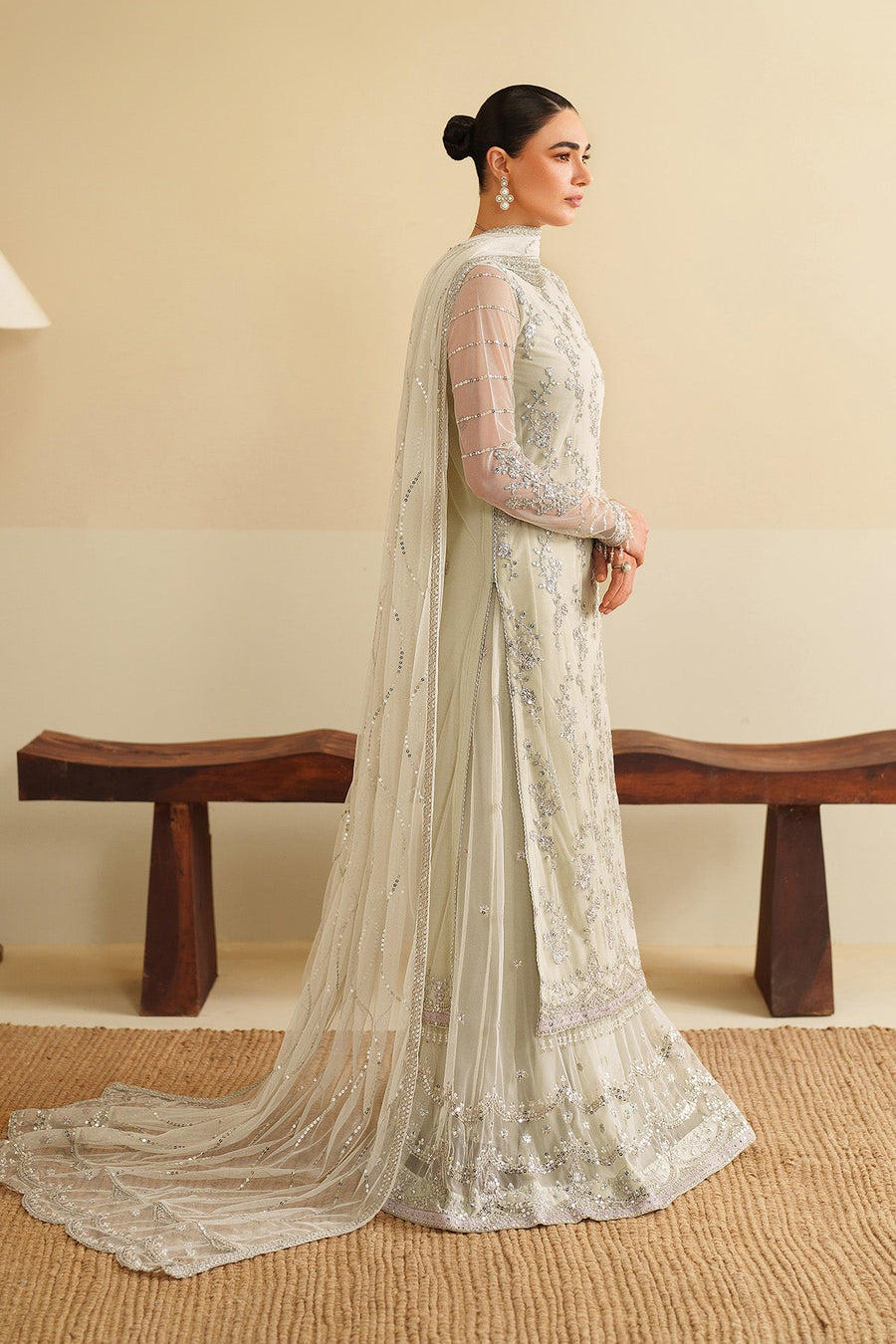 Zarif Roohi Sequins Embroidered Net Unstitched 3Pc Suit ZRF-RFE-02 Leemah