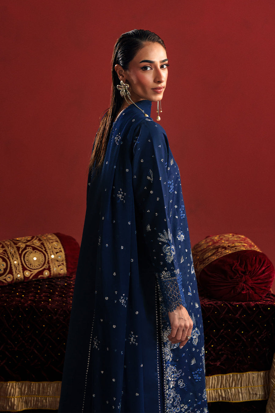 Neeshay Shagun Embroidered Raw Silk Unstitched 3Pc Suit - FALAQ