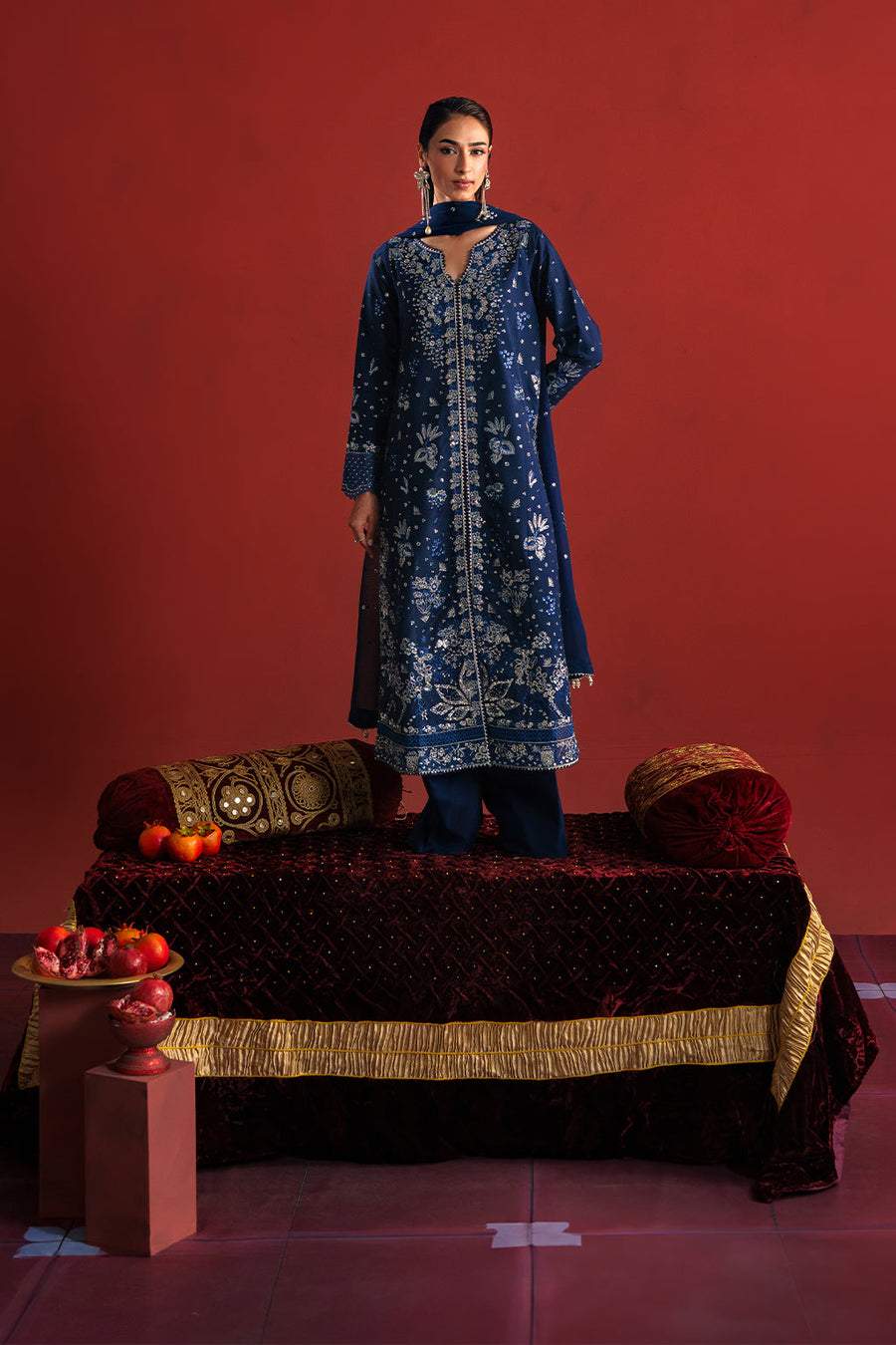 Neeshay Shagun Embroidered Raw Silk Unstitched 3Pc Suit - FALAQ