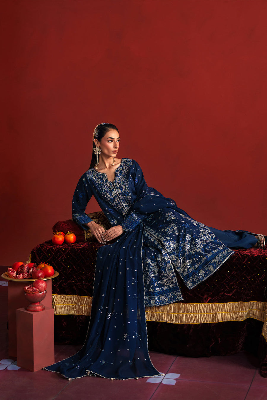 Neeshay Shagun Embroidered Raw Silk Unstitched 3Pc Suit - FALAQ