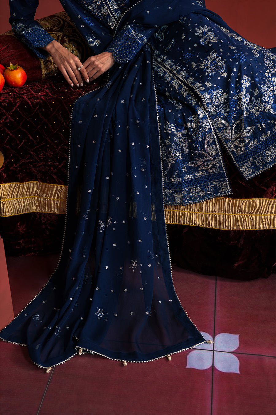 Neeshay Shagun Embroidered Raw Silk Unstitched 3Pc Suit - FALAQ