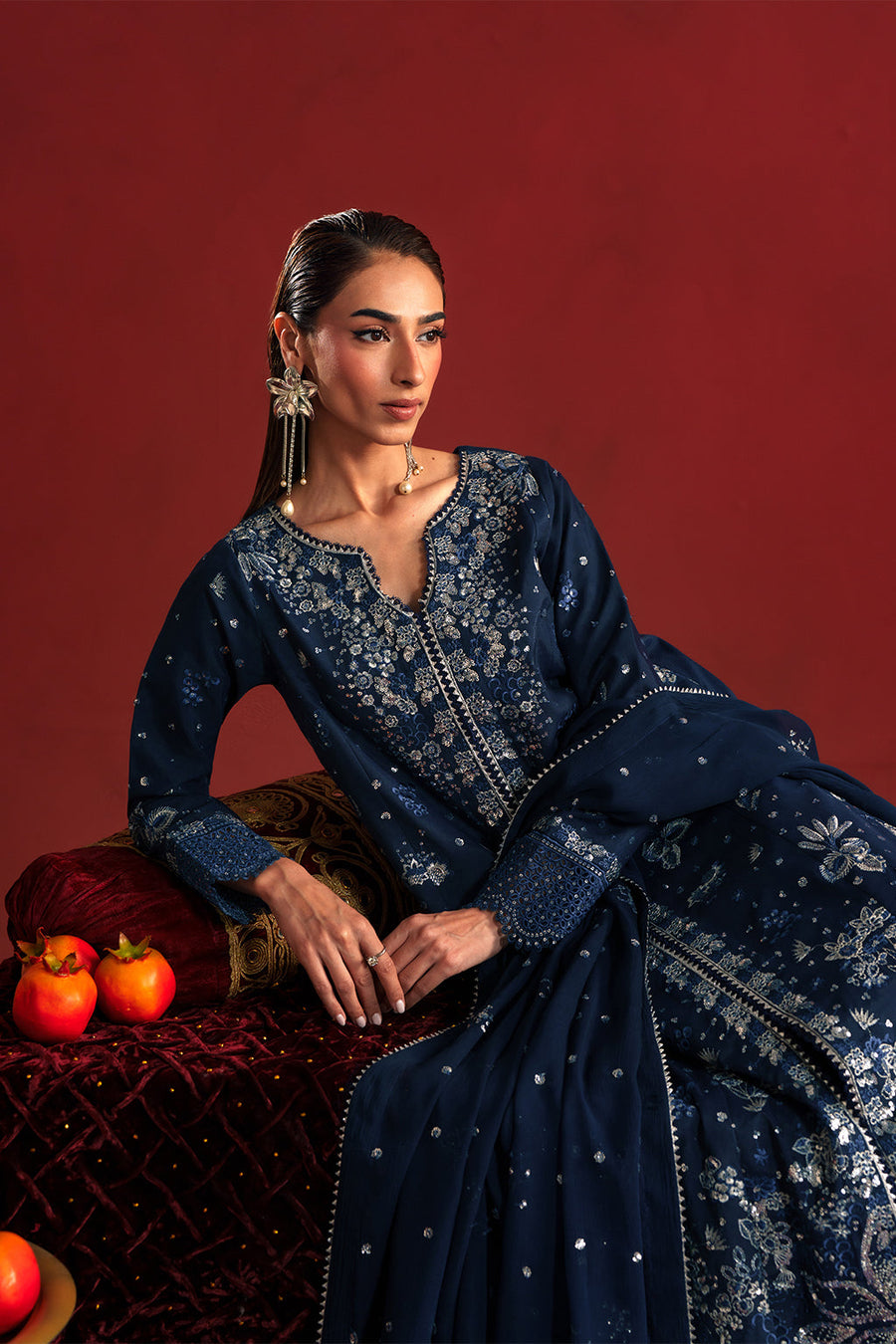 Neeshay Shagun Embroidered Raw Silk Unstitched 3Pc Suit - FALAQ