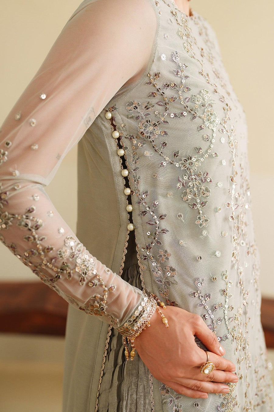 Zarif Roohi Sequins Embroidered Net Unstitched 3Pc Suit ZRF-RFE-06 Milaan