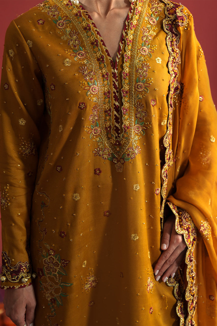 Neeshay Shagun Embroidered Raw Silk Unstitched 3Pc Suit - ZARPOSH