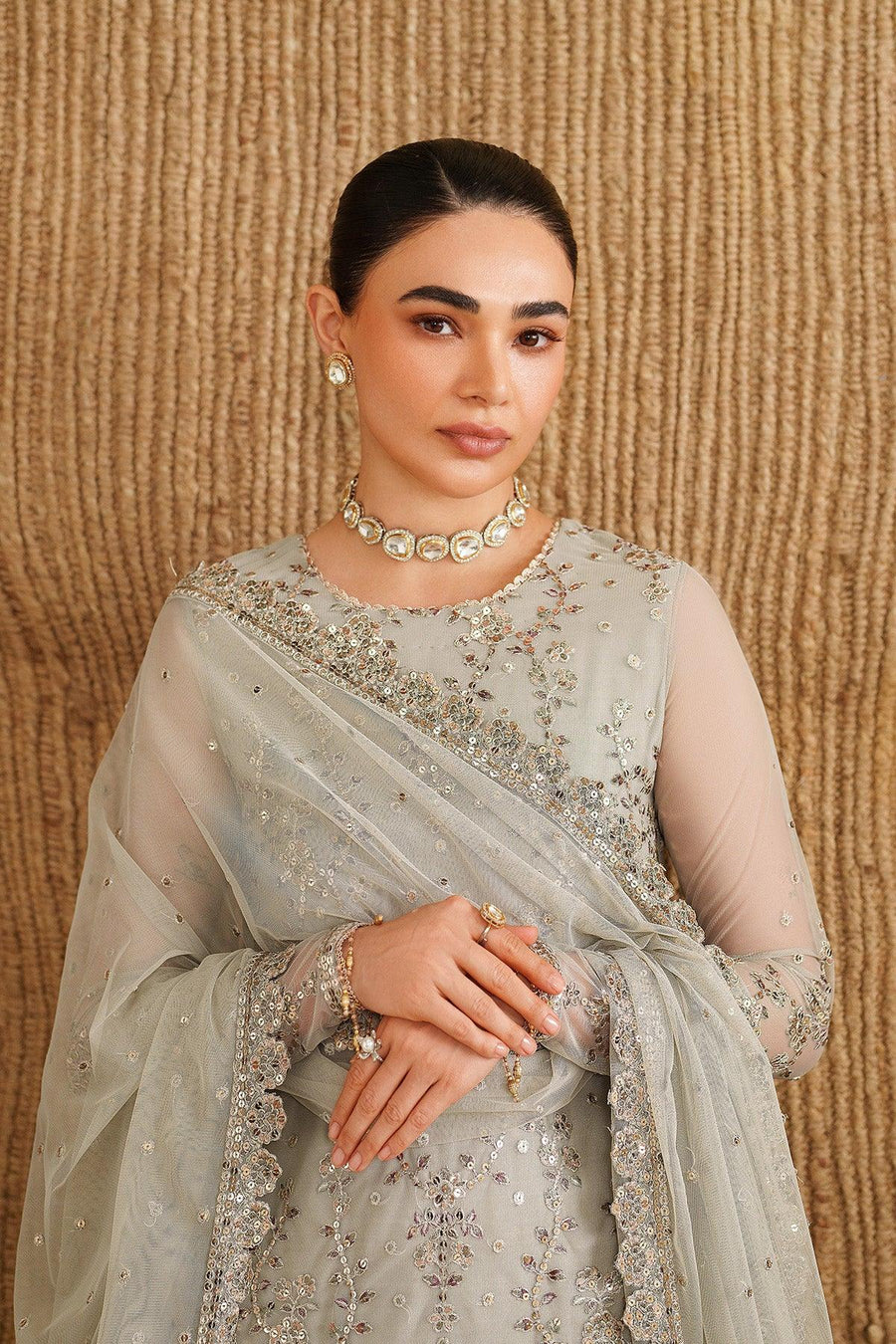 Zarif Roohi Sequins Embroidered Net Unstitched 3Pc Suit ZRF-RFE-06 Milaan