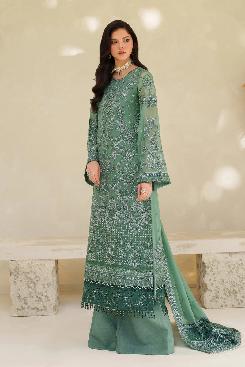 Zarif Meesa Sequins Embroidered Chiffon Unstitched 3Pc Suit - Jiroon