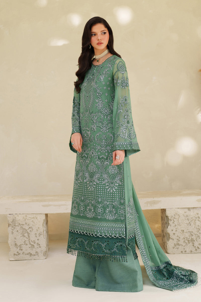 Zarif Meesa Sequins Embroidered Chiffon Unstitched 3Pc Suit - Jiroon