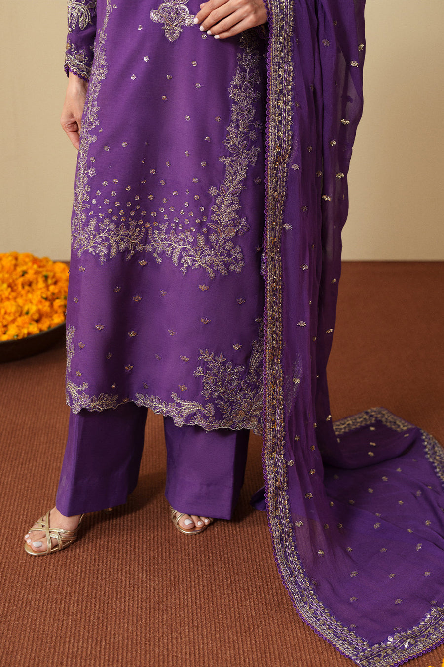 Neeshay Shagun Embroidered Raw Silk Unstitched 3Pc Suit - ZAREESHA