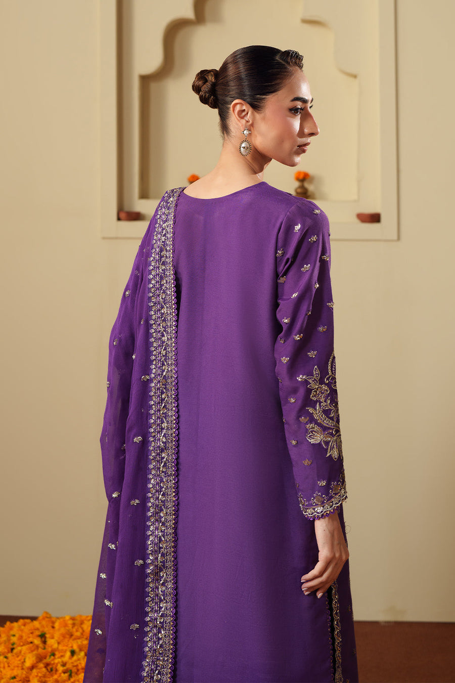 Neeshay Shagun Embroidered Raw Silk Unstitched 3Pc Suit - ZAREESHA