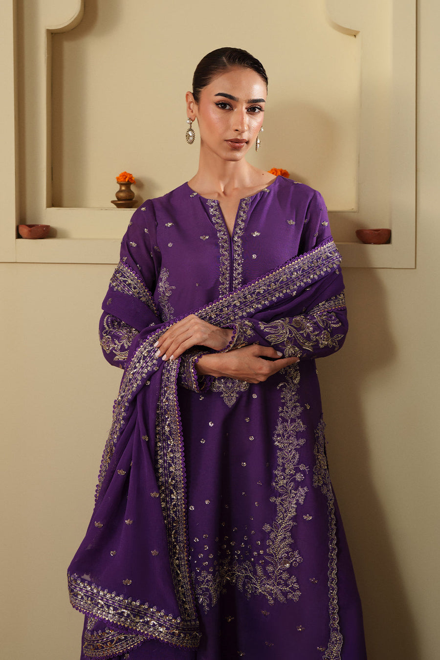 Neeshay Shagun Embroidered Raw Silk Unstitched 3Pc Suit - ZAREESHA