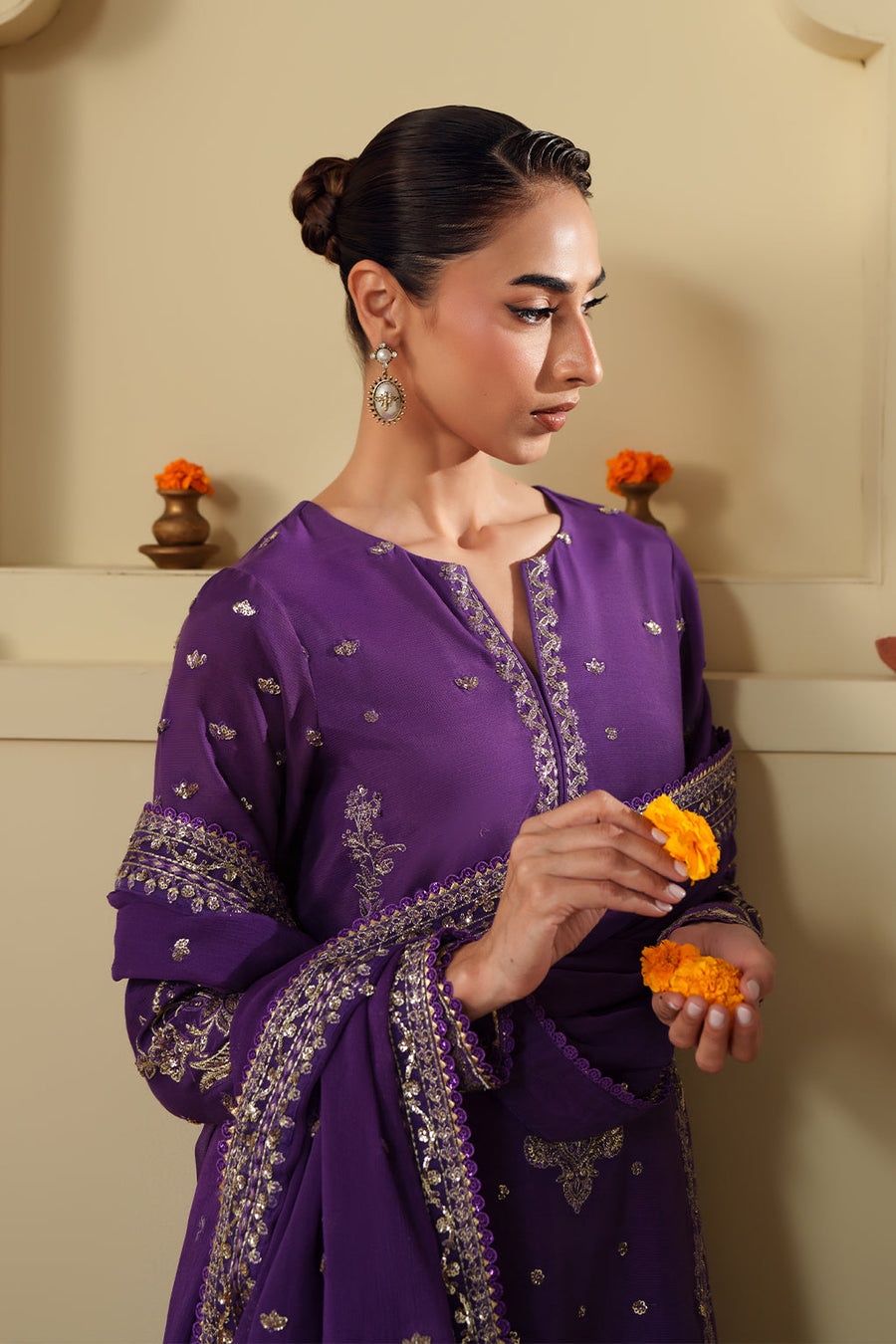 Neeshay Shagun Embroidered Raw Silk Unstitched 3Pc Suit - ZAREESHA