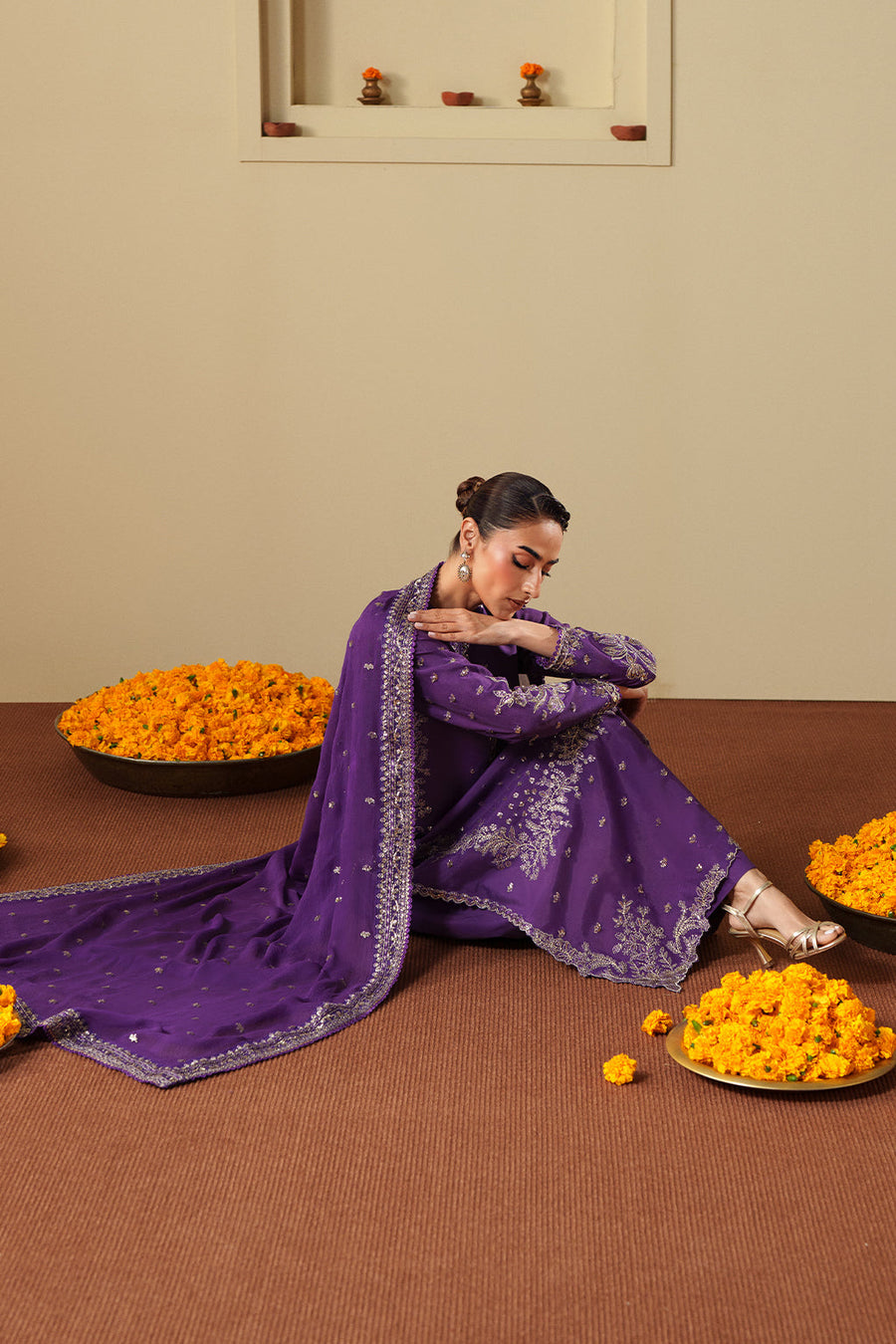 Neeshay Shagun Embroidered Raw Silk Unstitched 3Pc Suit - ZAREESHA