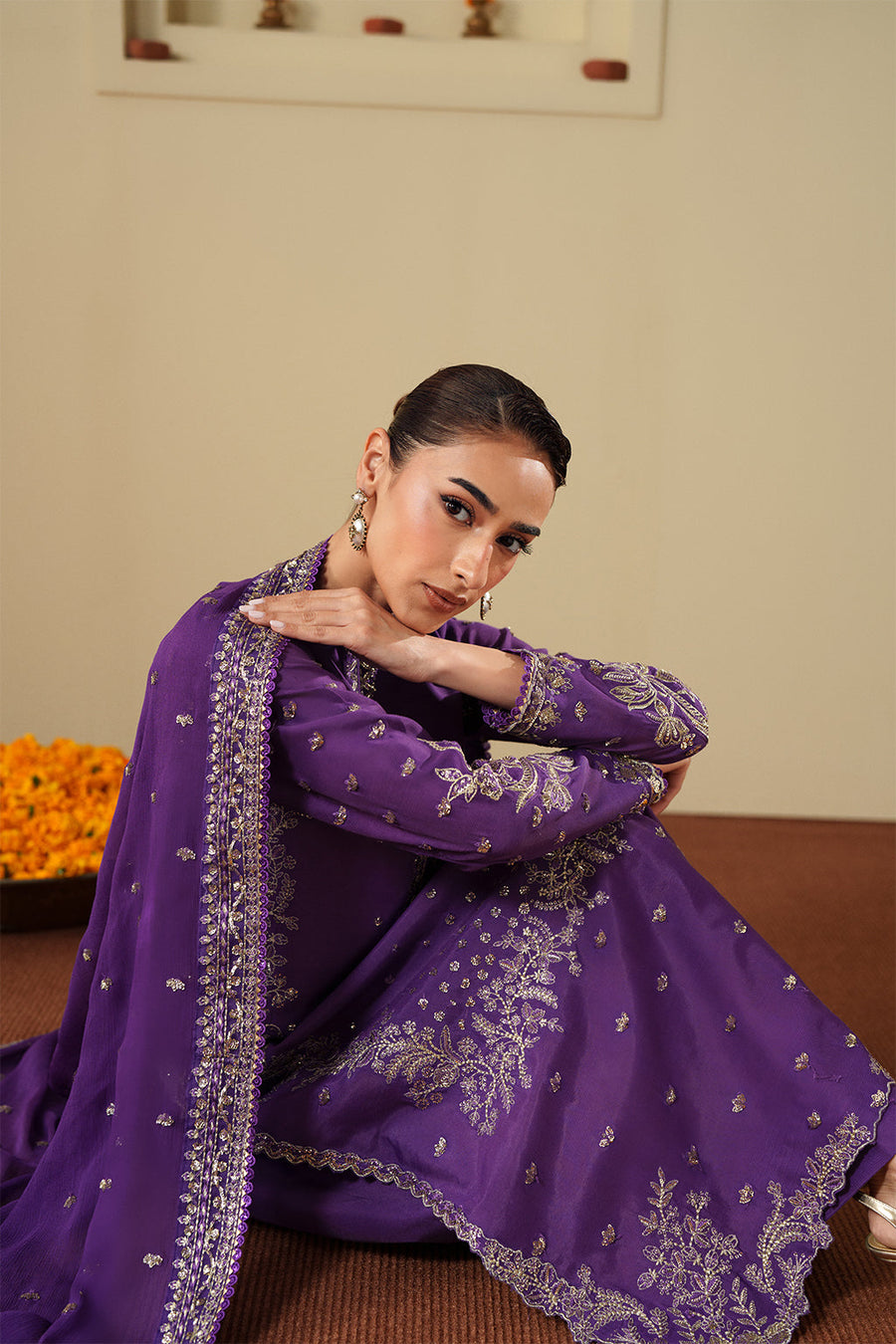 Neeshay Shagun Embroidered Raw Silk Unstitched 3Pc Suit - ZAREESHA