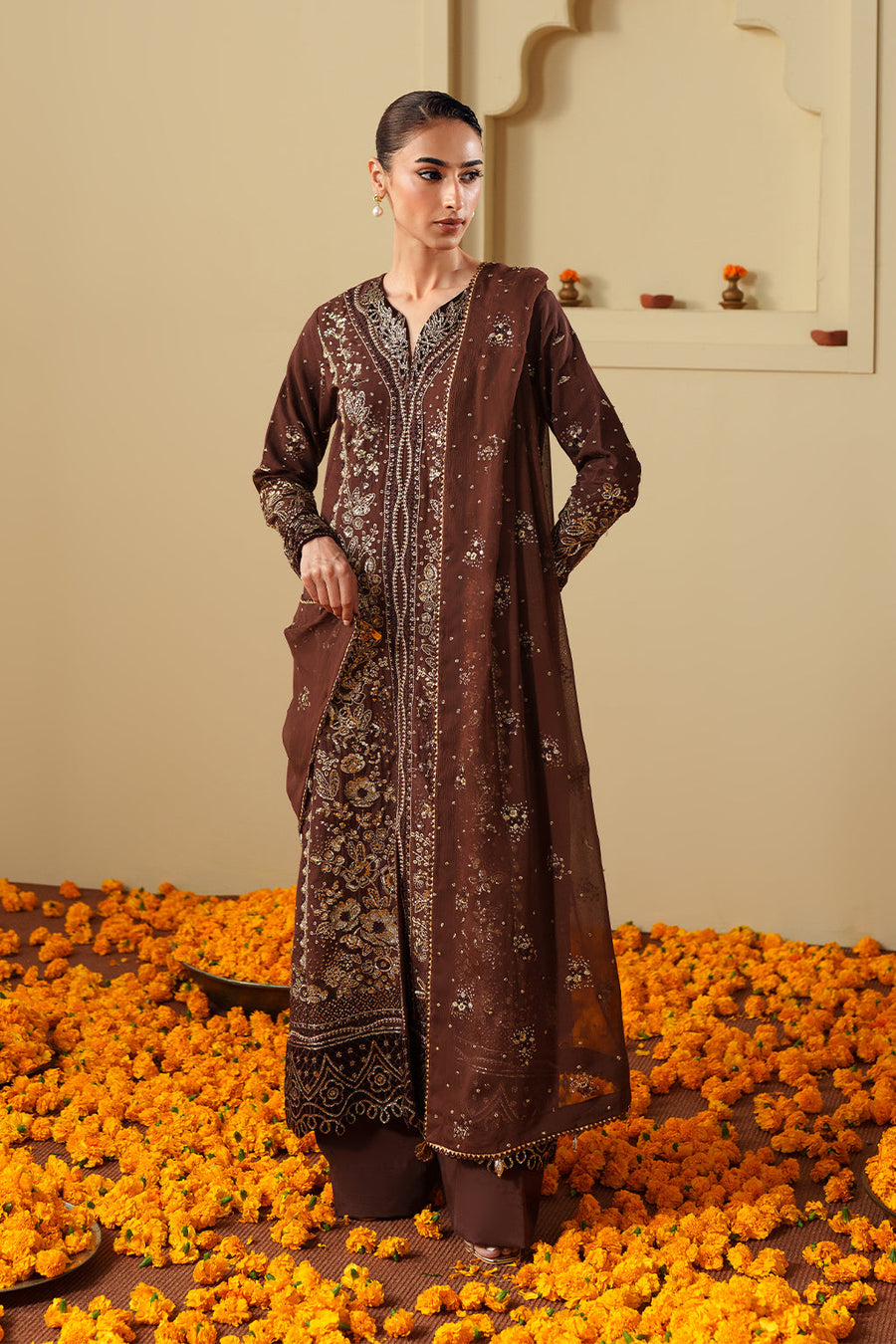 Neeshay Shagun Embroidered Raw Silk Unstitched 3Pc Suit - MAHROOB