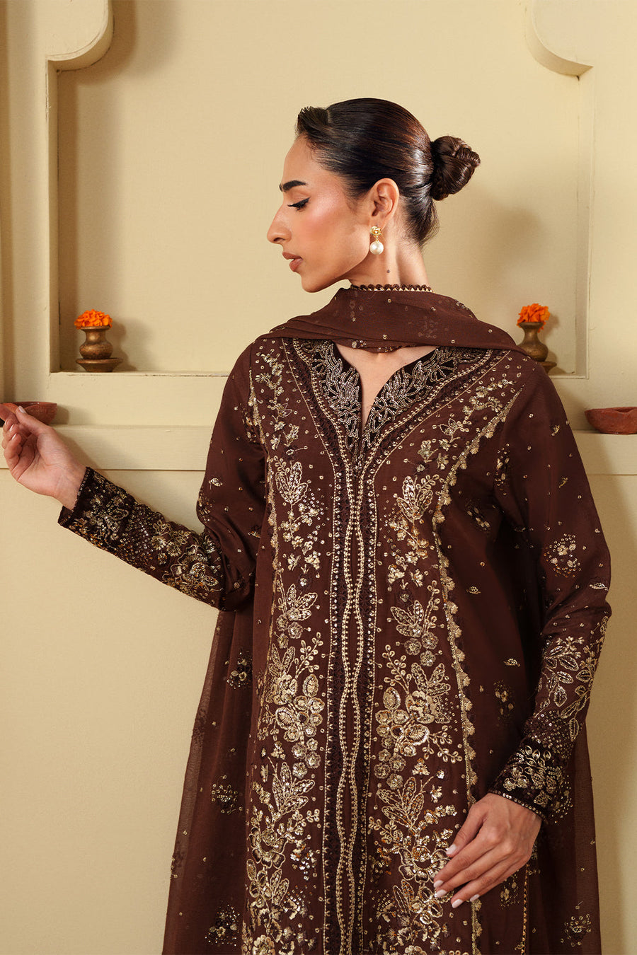 Neeshay Shagun Embroidered Raw Silk Unstitched 3Pc Suit - MAHROOB