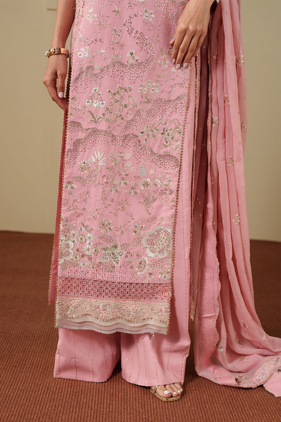 Neeshay Shagun Embroidered Raw Silk Unstitched 3Pc Suit - ARMEEN