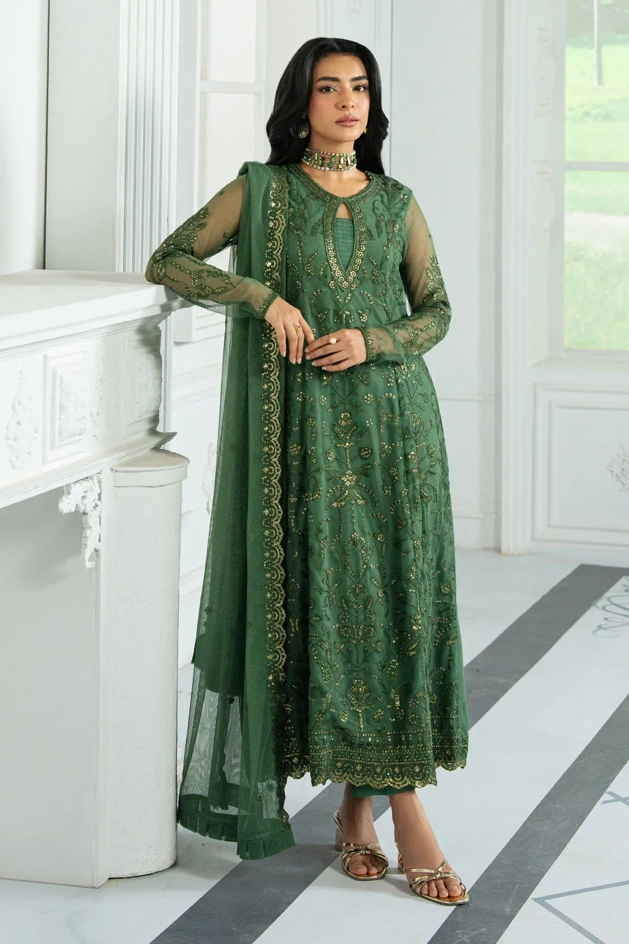 Zarif Inara Sequins Embroidered Net Unstitched 3Pc Suit ZRI-07 ASLAAN