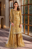 Zarif Iris Sequins Embroidered Net Unstitched 3Pc Suit ZRI-03 MARIGOLD