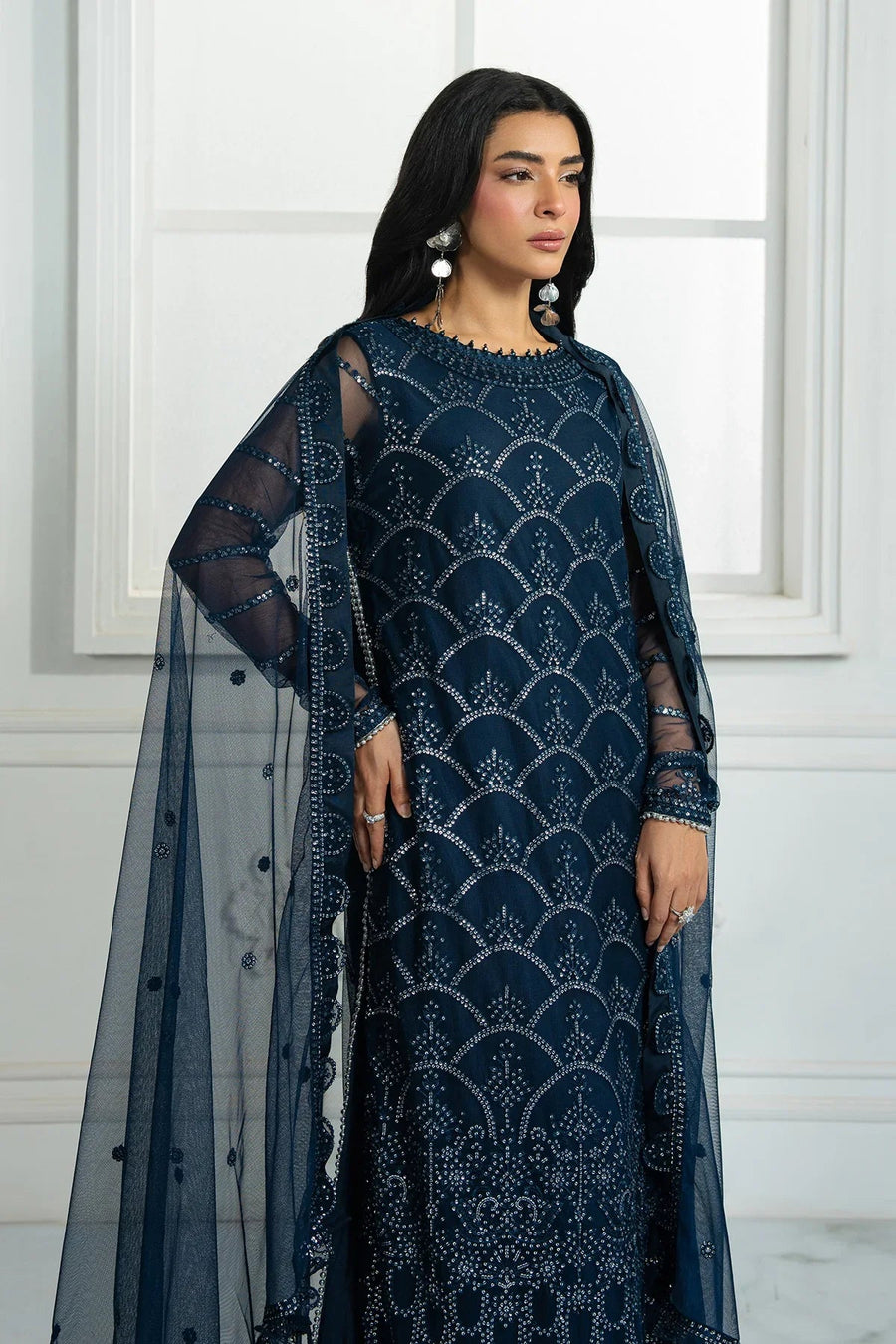 Zarif Inara Sequins Embroidered Net Unstitched 3Pc Suit ZRI-02 MELISA