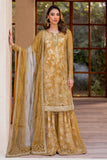 Zarif Iris Sequins Embroidered Net Unstitched 3Pc Suit ZRI-03 MARIGOLD