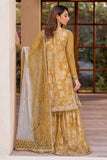 Zarif Iris Sequins Embroidered Net Unstitched 3Pc Suit ZRI-03 MARIGOLD