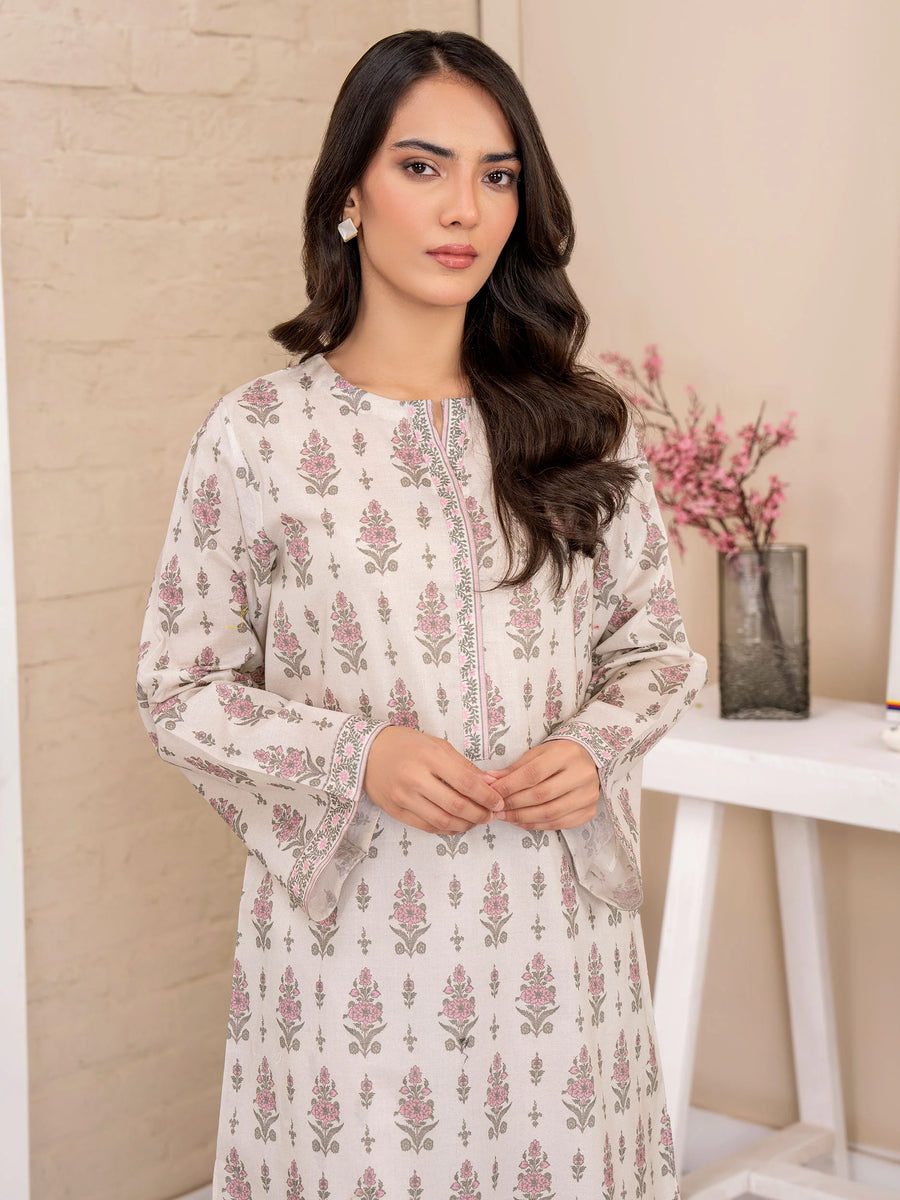 Limelight Summer Unstitched Printed Lawn 2Pc Suit U3347 Off White