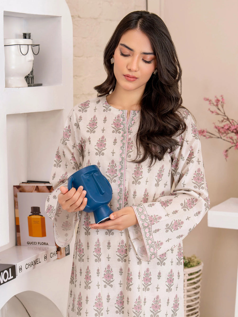 Limelight Summer Unstitched Printed Lawn 2Pc Suit U3347 Off White