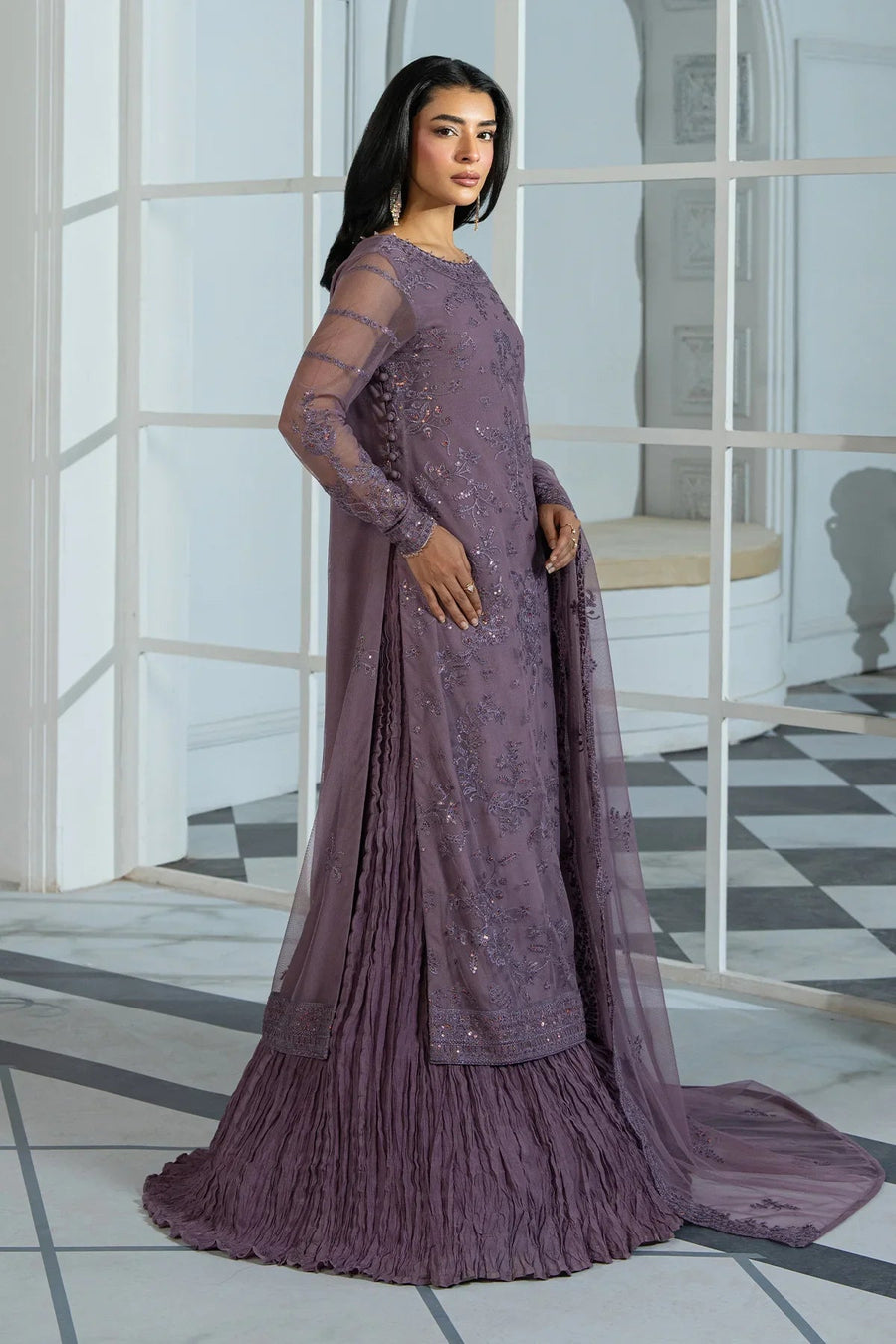 Zarif Inara Sequins Embroidered Net Unstitched 3Pc Suit ZRI-03 NISA