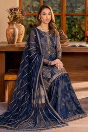Zarif Iris Sequins Embroidered Net Unstitched 3Pc Suit ZRI-05 ZINNIA