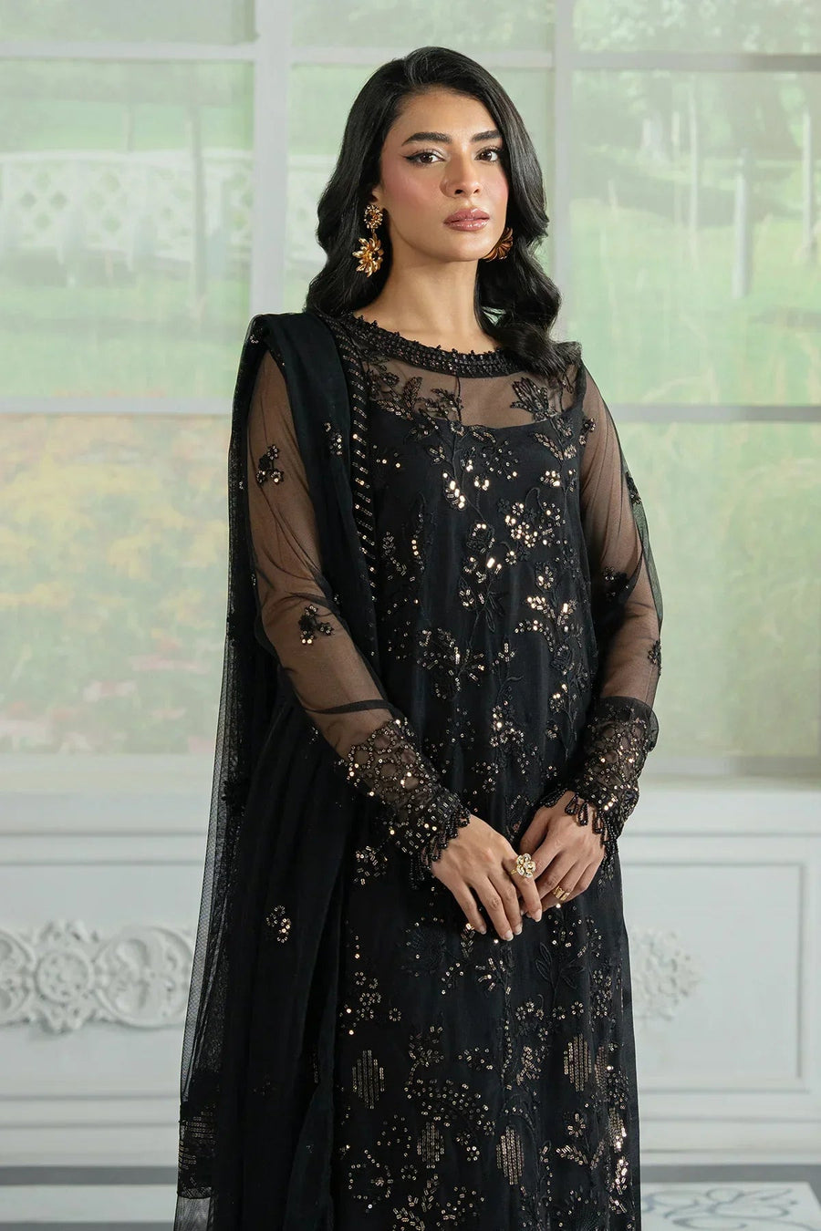 Zarif Inara Sequins Embroidered Net Unstitched 3Pc Suit ZRI-05 BEYZA