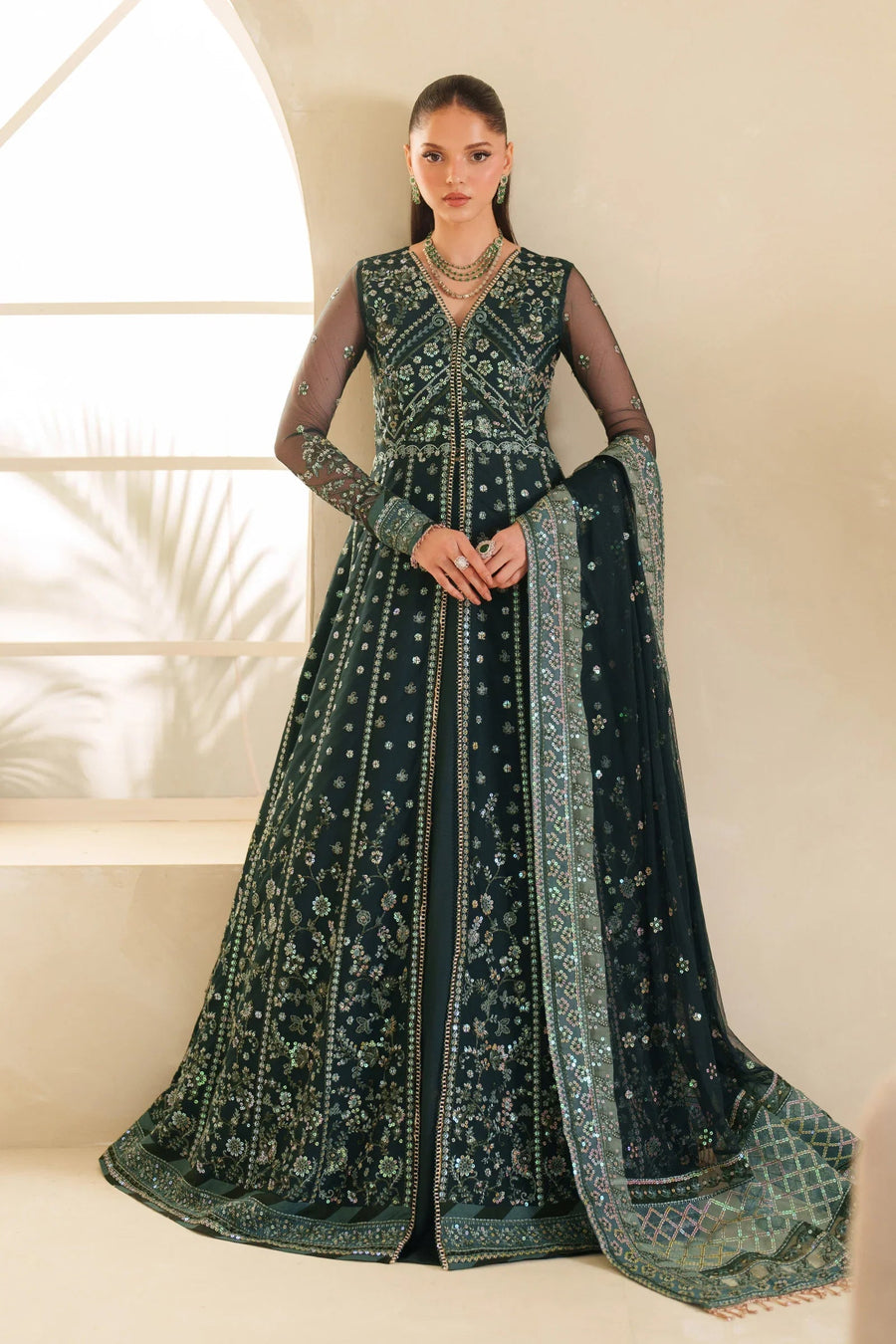 Zarif Meesa Sequins Embroidered Net Unstitched 3Pc Suit - Rimul