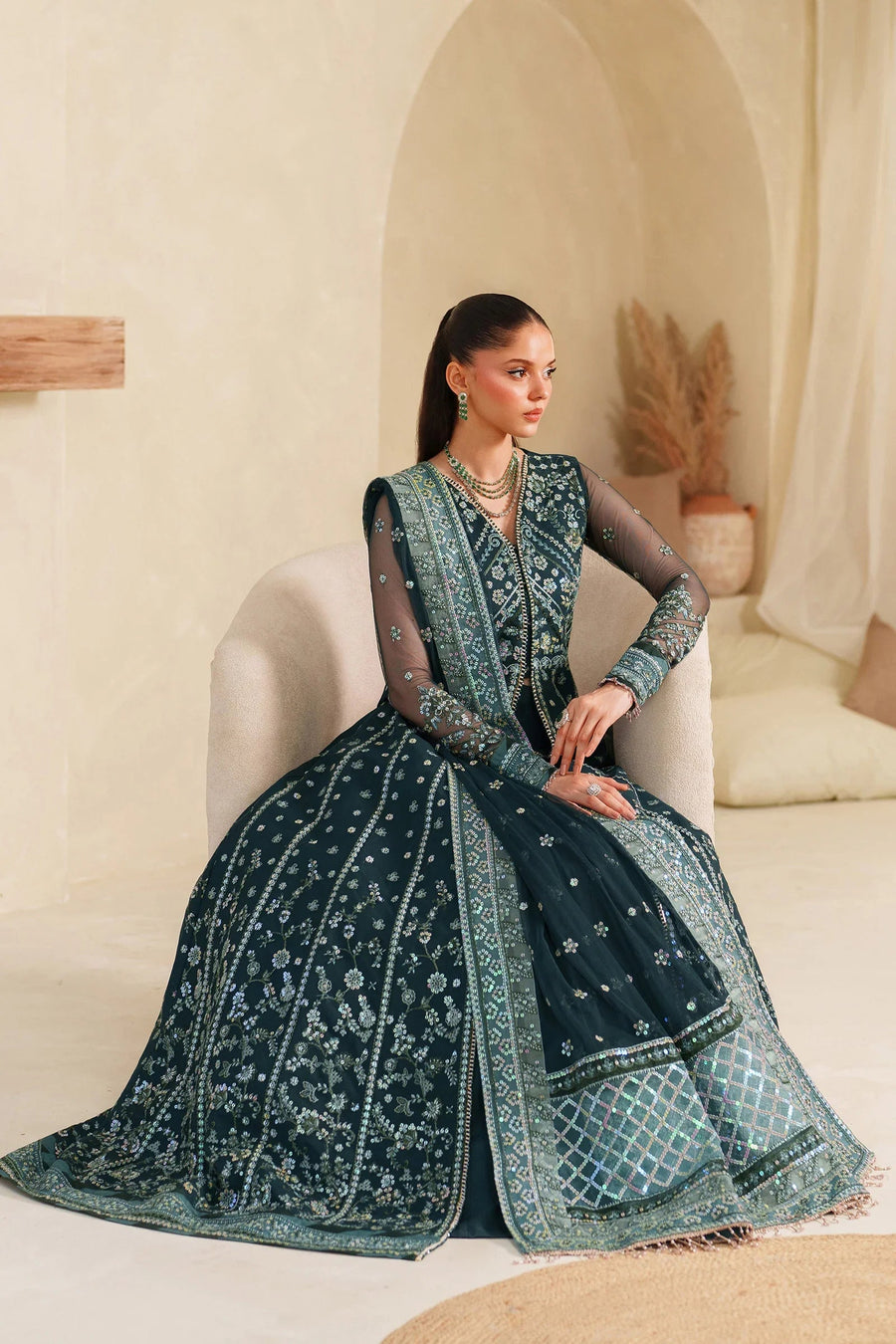 Zarif Meesa Sequins Embroidered Net Unstitched 3Pc Suit - Rimul