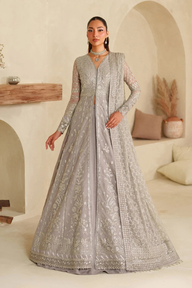 Zarif Meesa Sequins Embroidered Net Unstitched 3Pc Suit - Lemha