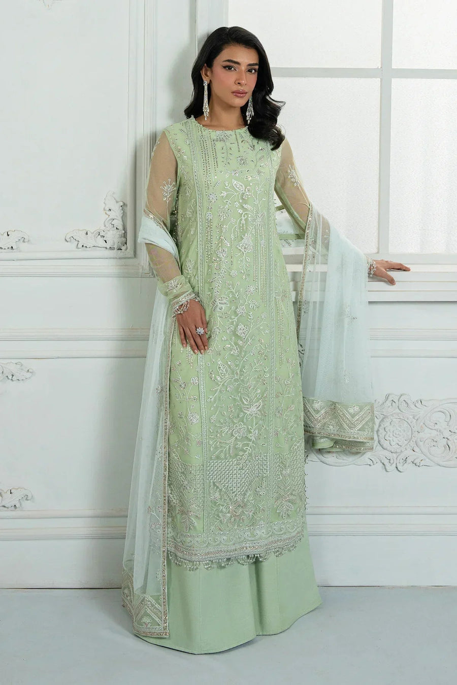 Zarif Inara Sequins Embroidered Net Unstitched 3Pc Suit ZRI-04 YASMIN