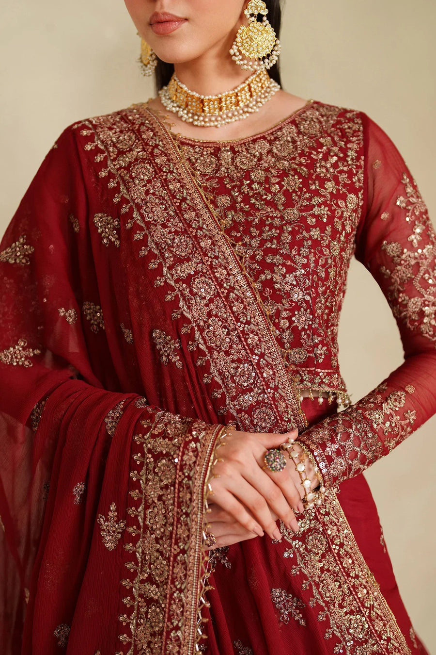 Zarif Meesa Sequins Embroidered Chiffon Unstitched 3Pc Suit - Sumrah