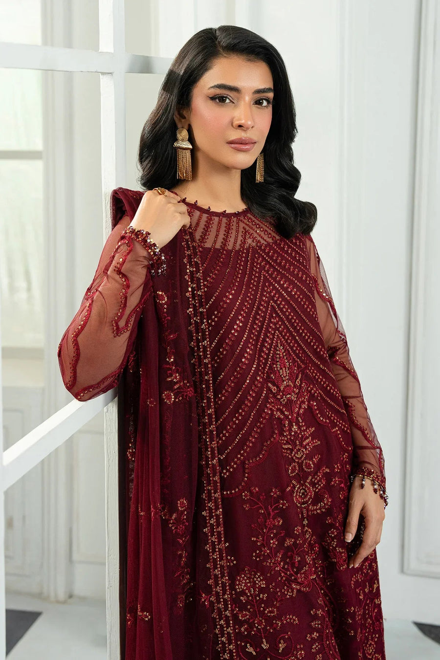 Zarif Inara Sequins Embroidered Net Unstitched 3Pc Suit ZRI-08 EYMEN