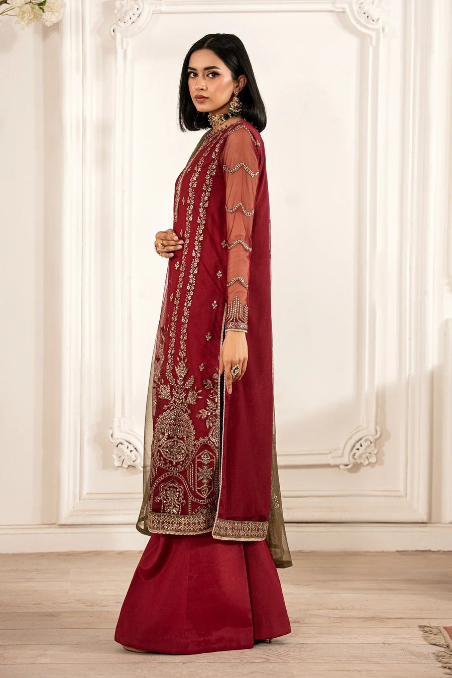 Zarif Formals Sequins Embroidered Net Unstitched 3Pc Suit ZFE-02 ALISON