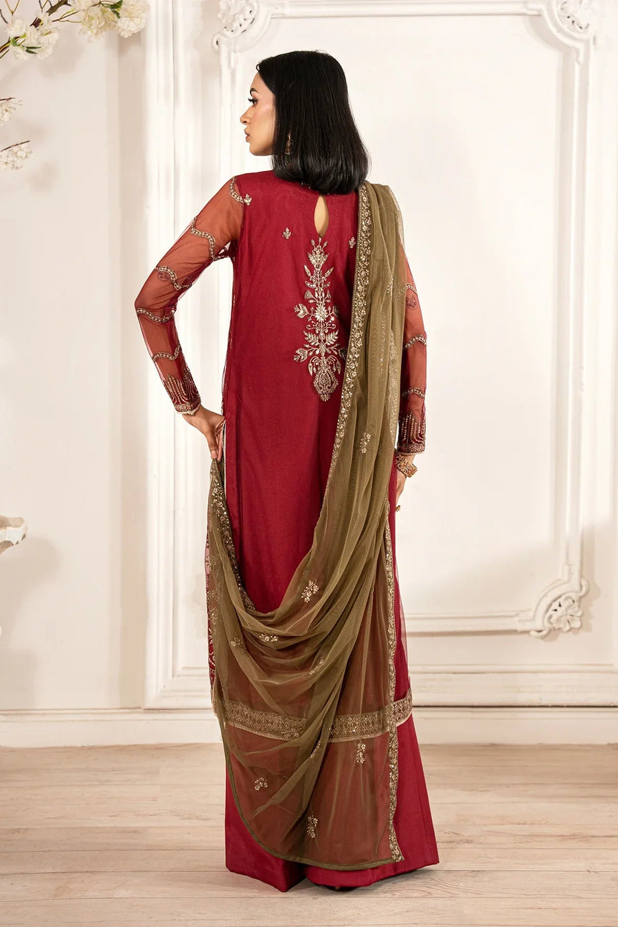 Zarif Formals Sequins Embroidered Net Unstitched 3Pc Suit ZFE-02 ALISON