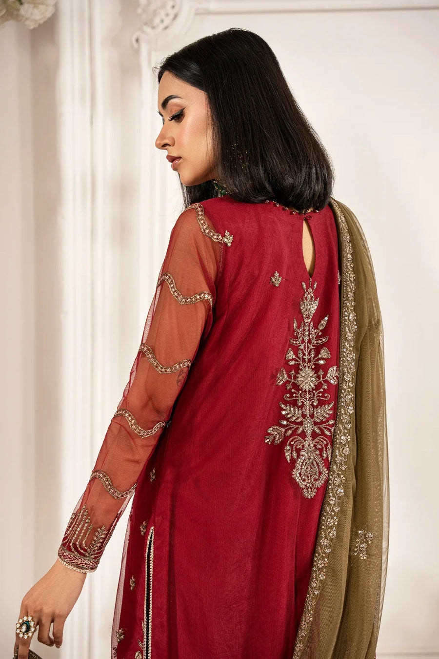 Zarif Formals Sequins Embroidered Net Unstitched 3Pc Suit ZFE-02 ALISON